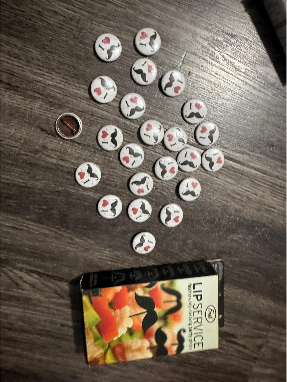 I love mustache pins gag and party food picks lot bundle